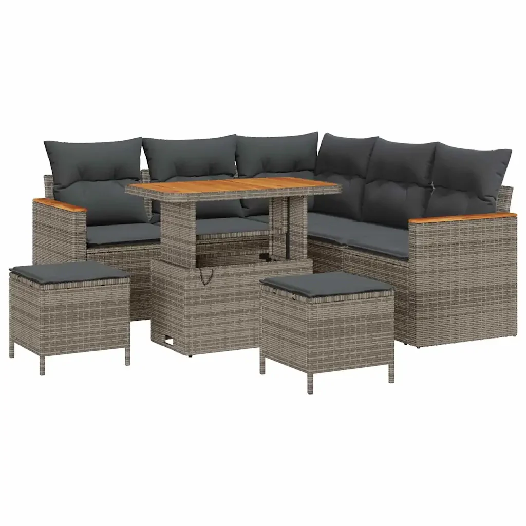Set Divano da Giardino con cuscino 8 pcs Grigio Poly Rattan 3364998 - Image 2