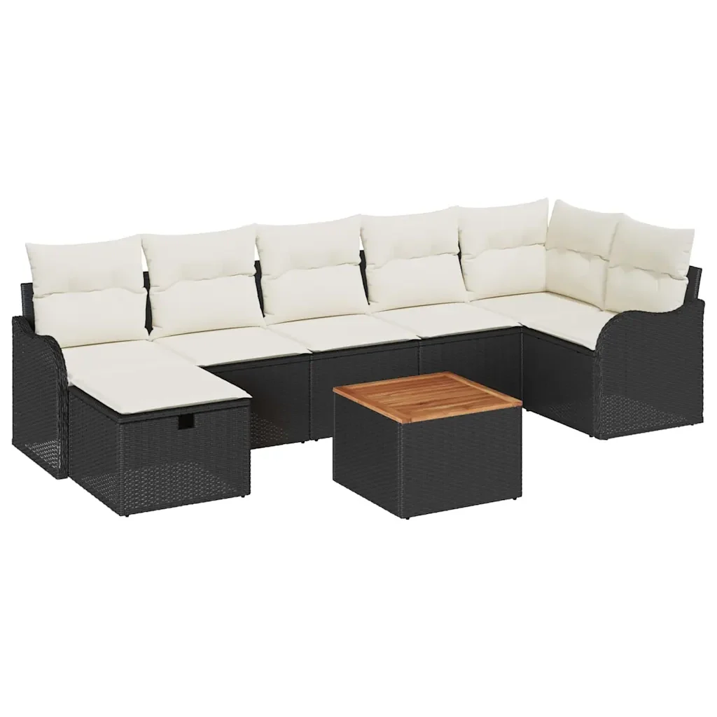 Set Divano da Giardino con cuscino 8 pcs Nero polyrattan 3359488 - Image 2