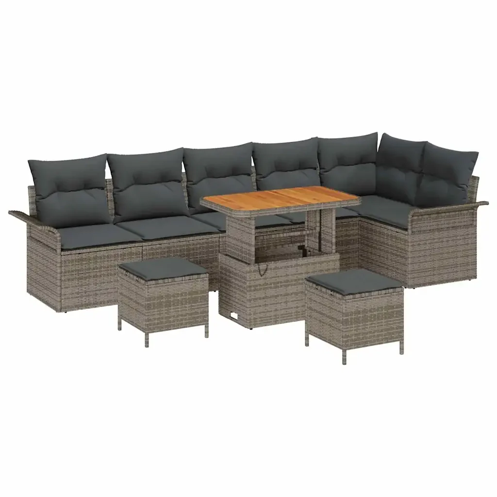 Set Divano da Giardino con cuscino 9 pcs Grigio 3364108 - Image 2