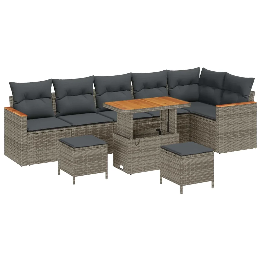 Set Divano da Giardino 9 pcs Grigio polyrattan 3362938 - Image 2