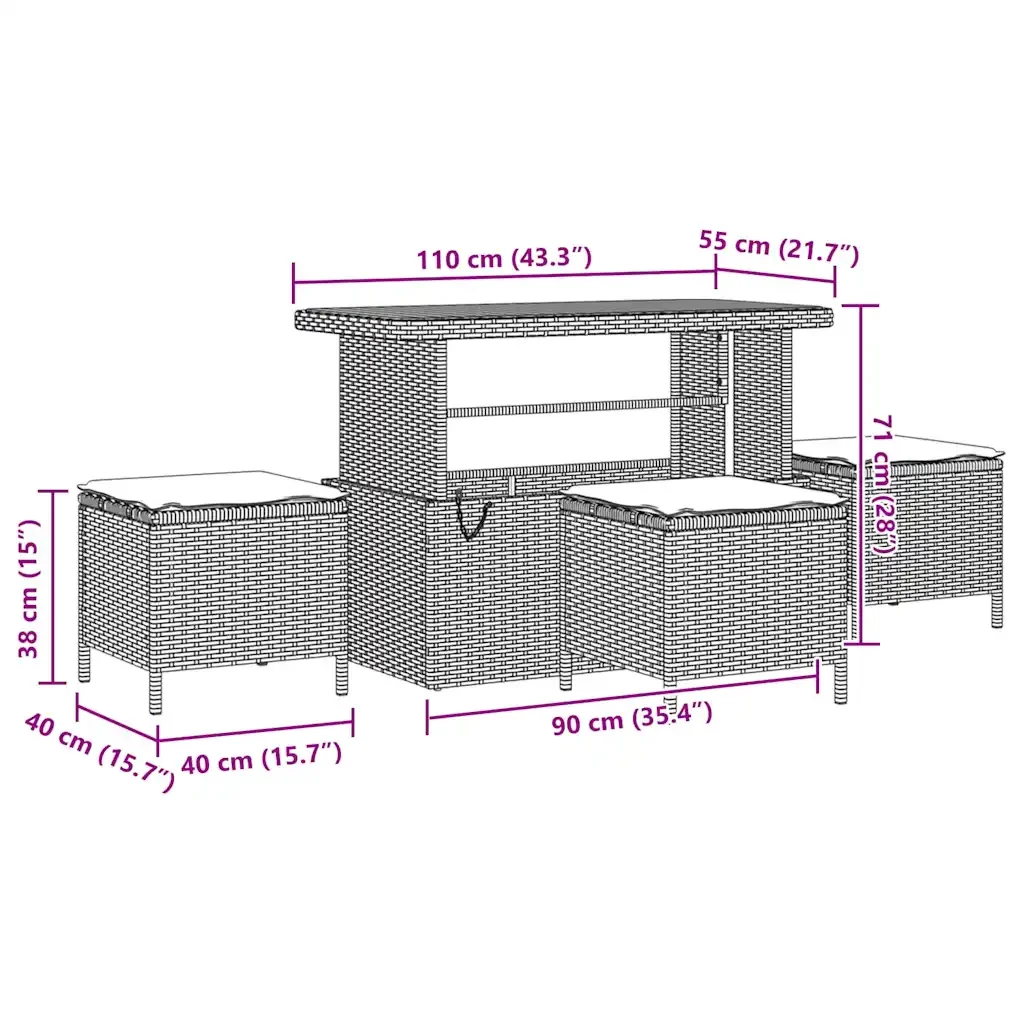 Set Divano da Giardino con cuscino 9 pcs Grigio polyrattan 3362533 - Image 10