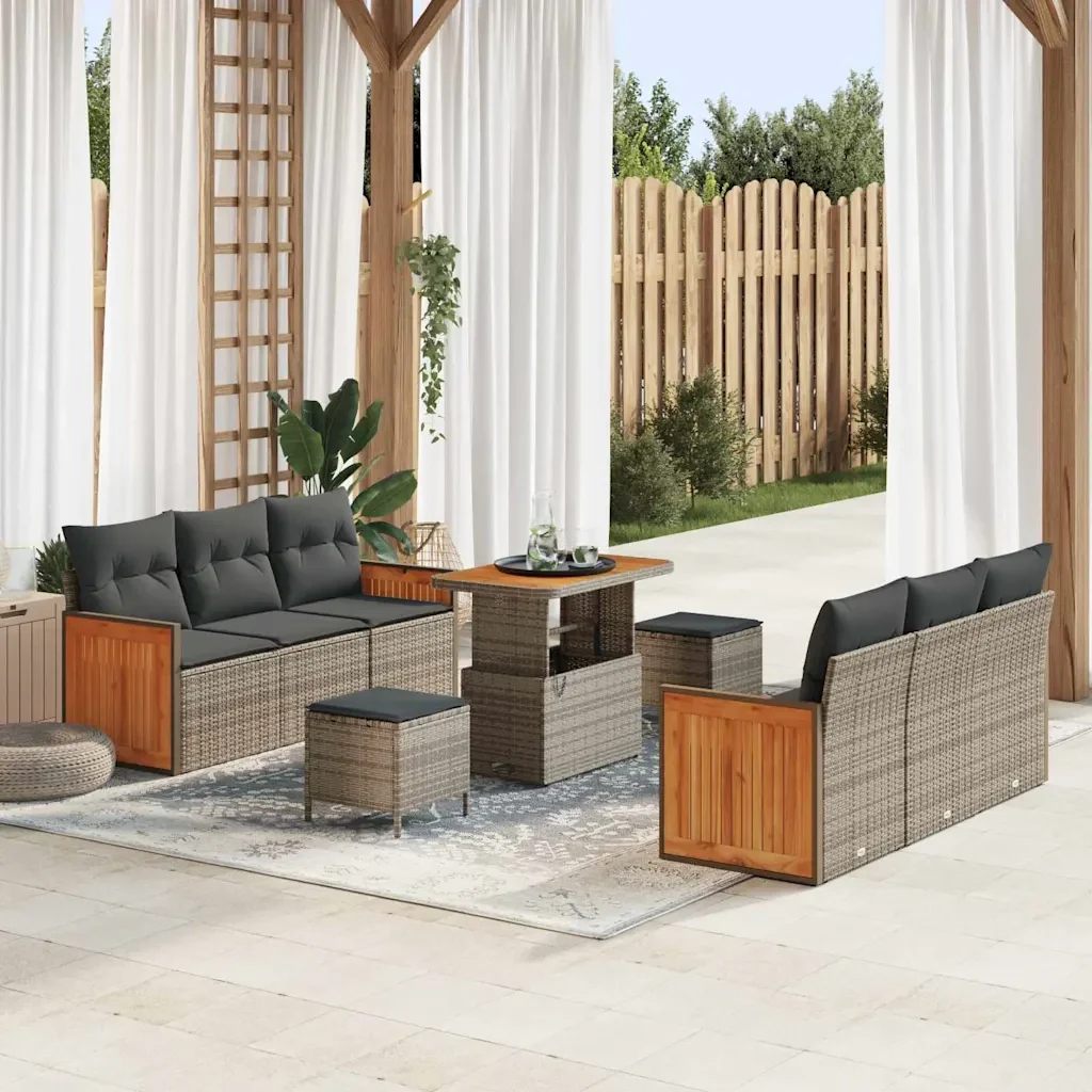 Set Divano da Giardino con cuscino 11 pcs Grigio polyrattan 3365213