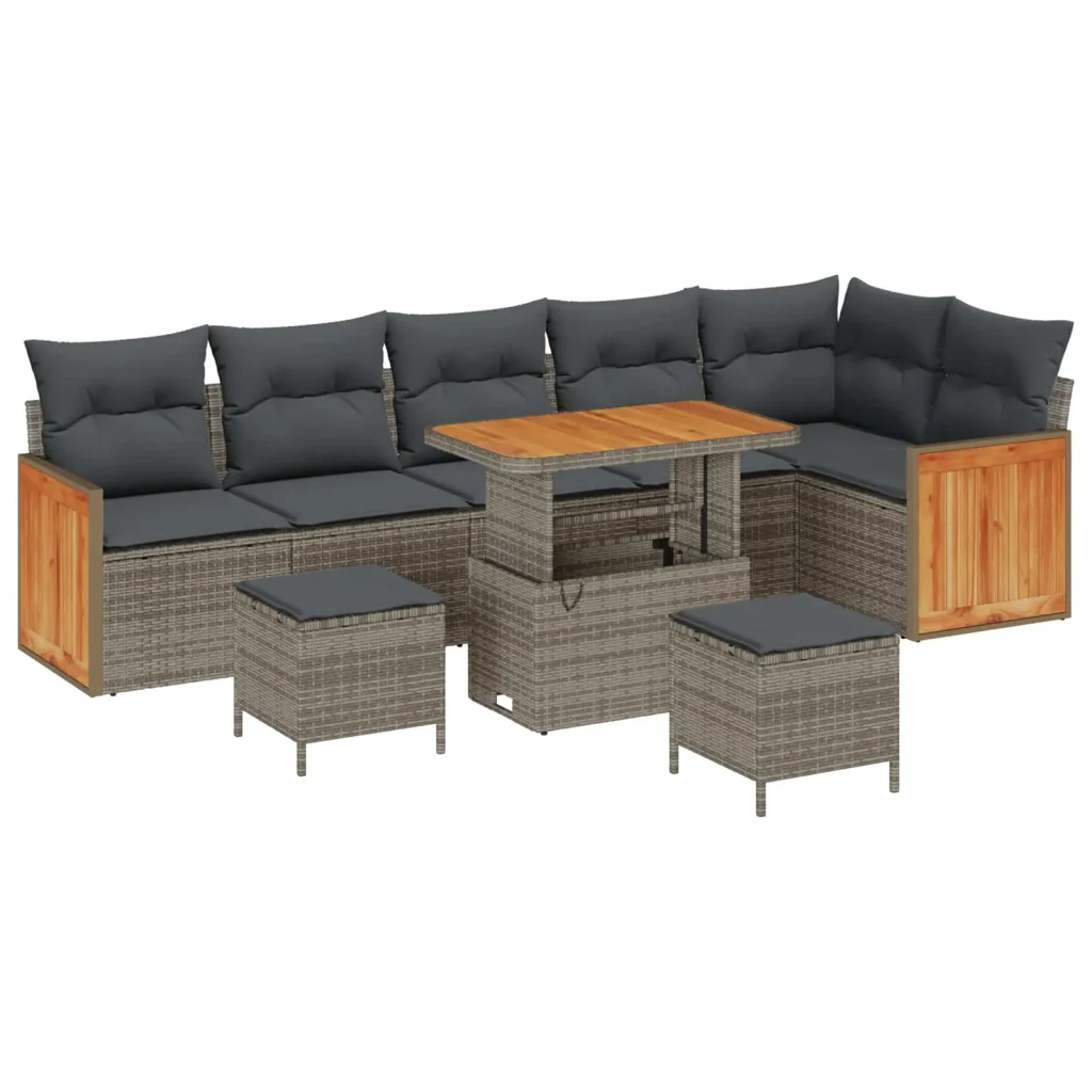 Set Divano da Giardino con cuscino 9 pcs Grigio 3363198 - Image 2