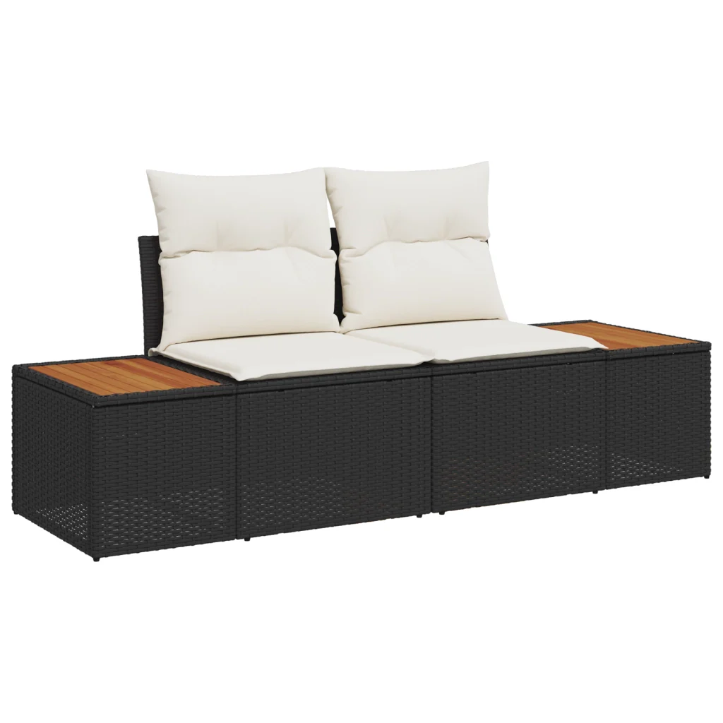 Set di Divani da Giardino a 6 Pezzi con Cuscini Nero Polyrattan - Image 4