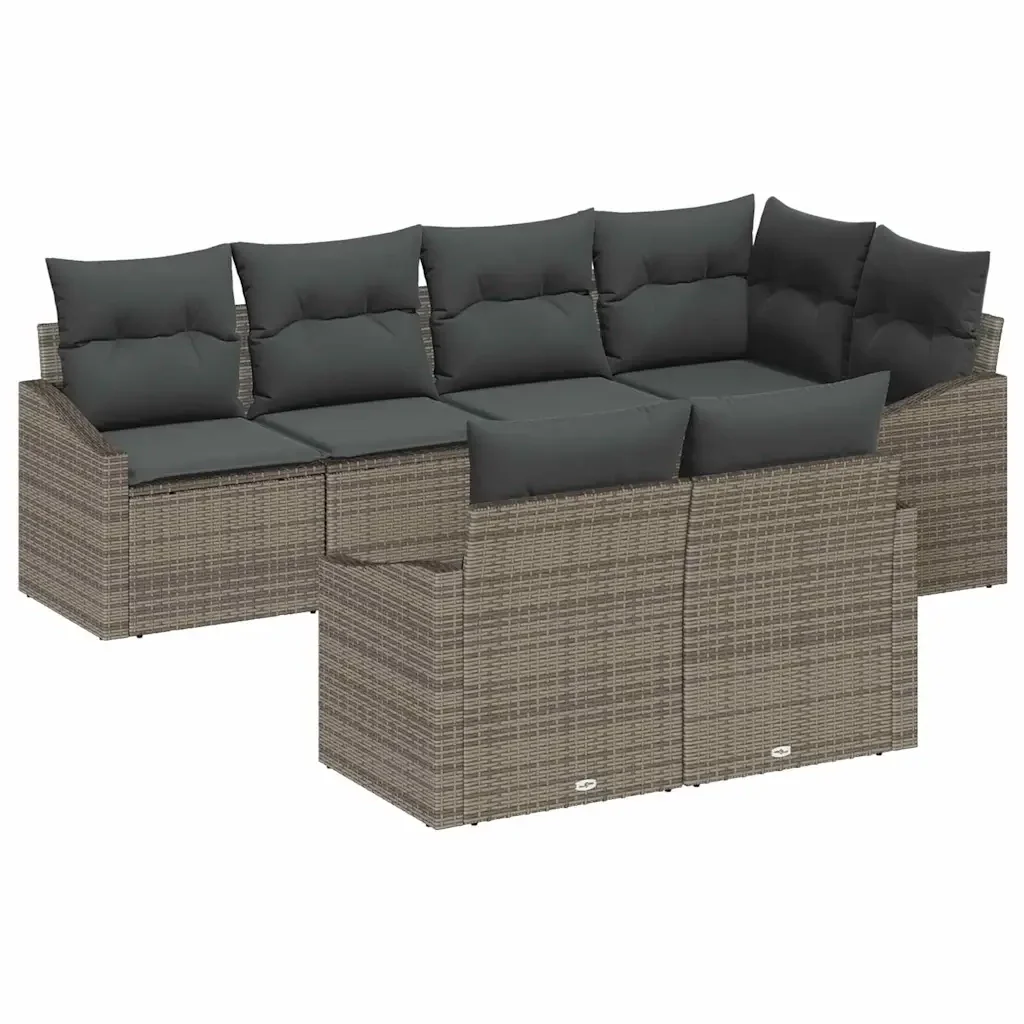Set di divani con cuscino 7 pcs Grigio polyrattan 3346759 - Image 2