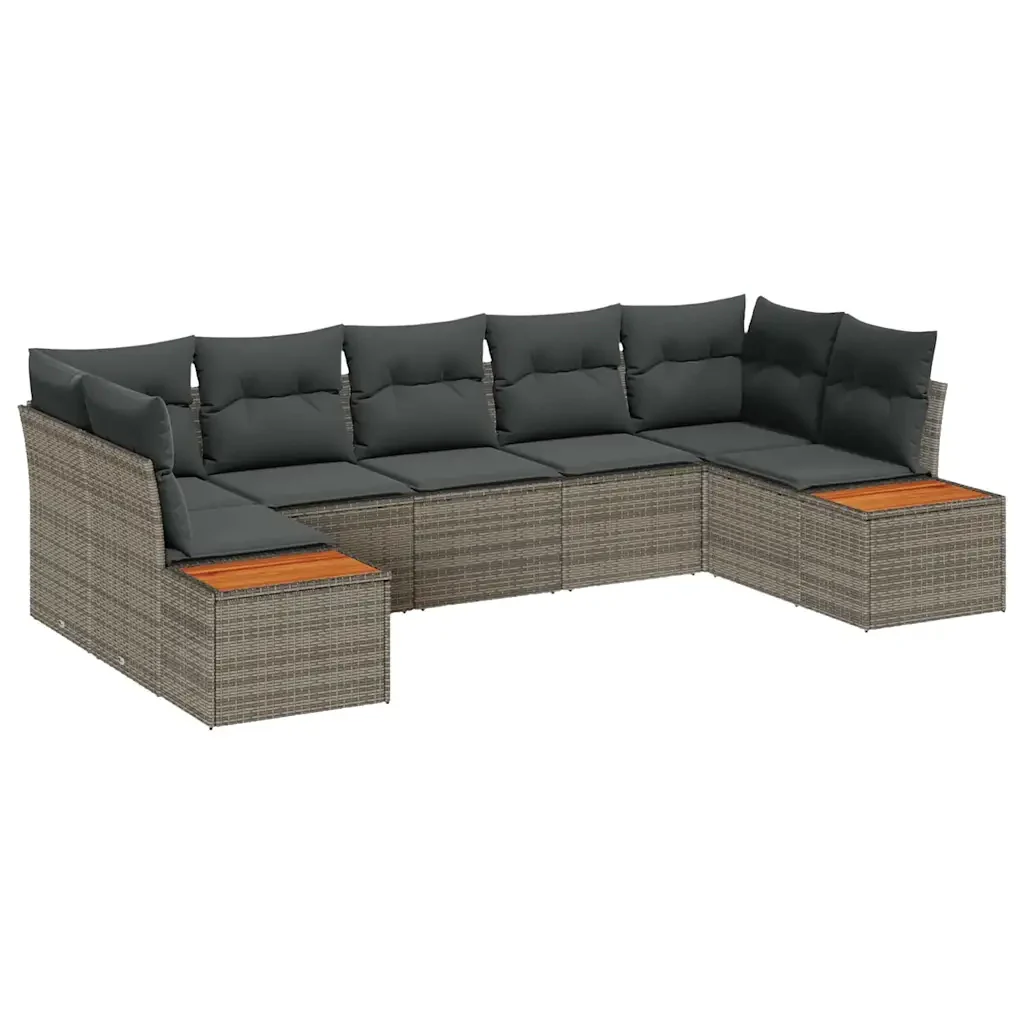 Set Divano da Giardino con cuscino 7 pcs Grigio polyrattan 3348160 - Image 2
