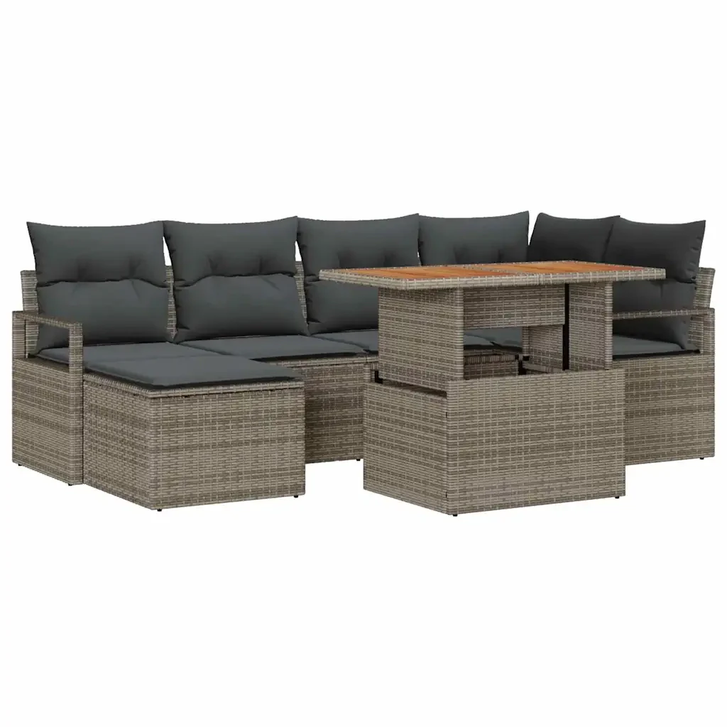 Set da Pranzo per Giardino con cuscino 7 pcs Grigio e Marrone 3349733 - Image 2