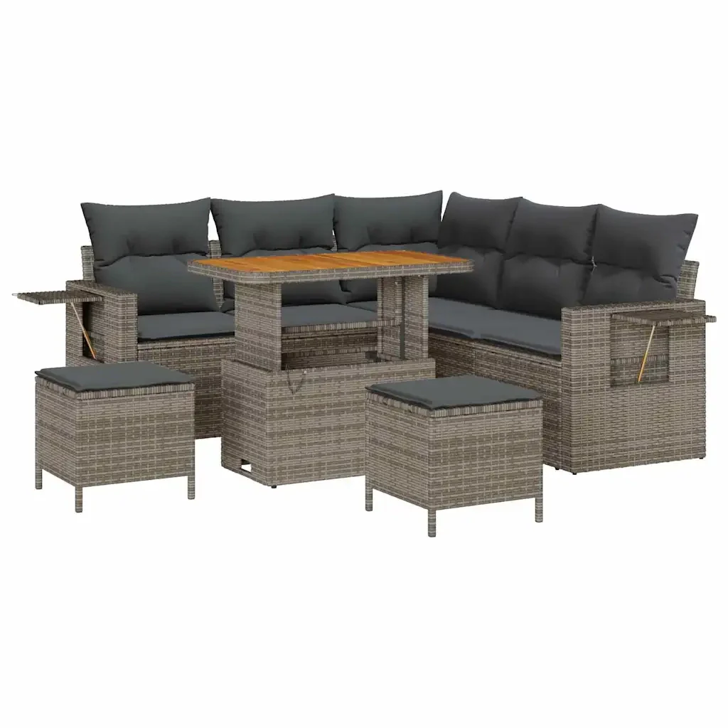 Set Divano da Giardino 8 pcs Grigio polyrattan 3361748 - Image 2
