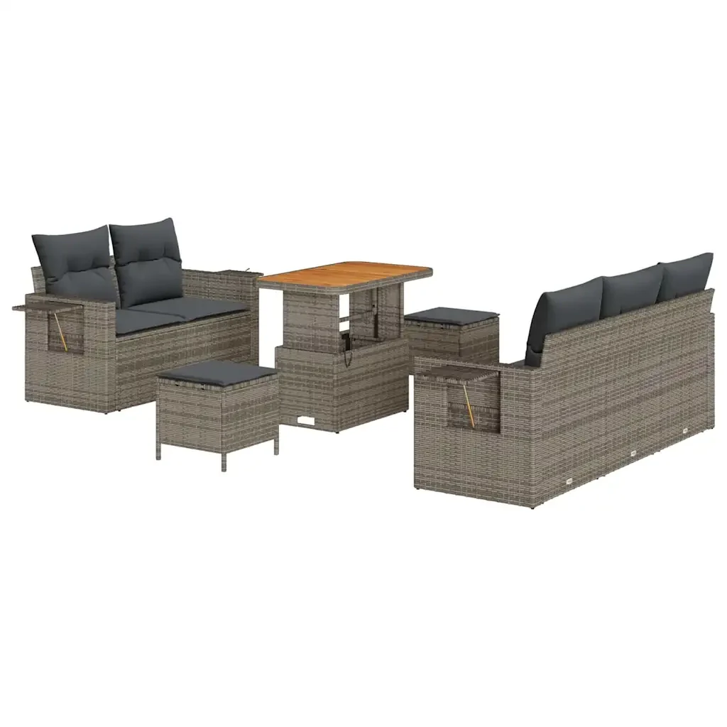 Set Divano da Giardino con cuscino 8 pcs Grigio polyrattan 3361693 - Image 2