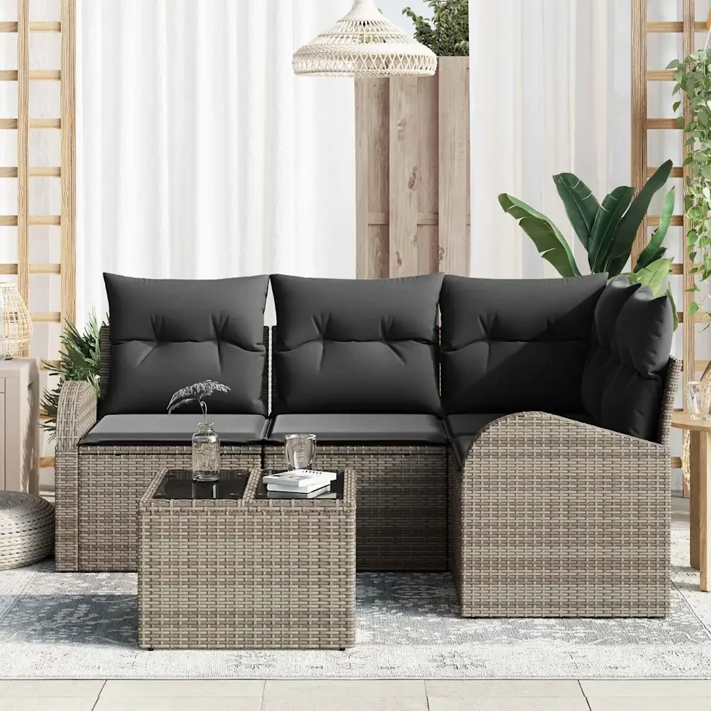 Set Divano da Giardino Grigio polyrattan 3346029 - Image 3