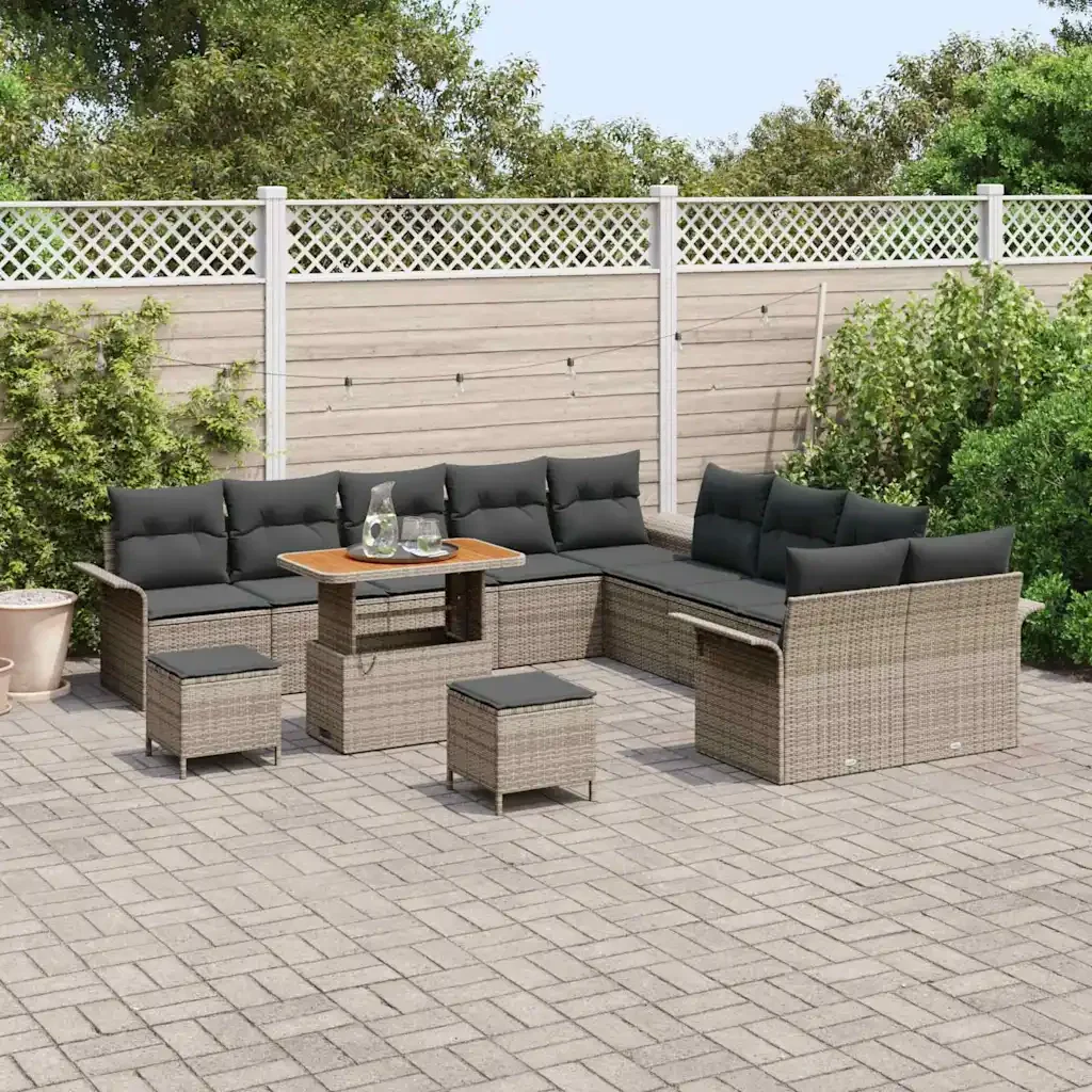 Set Divano da Giardino con cuscino 13 pcs Grigio 3364148 - Image 3