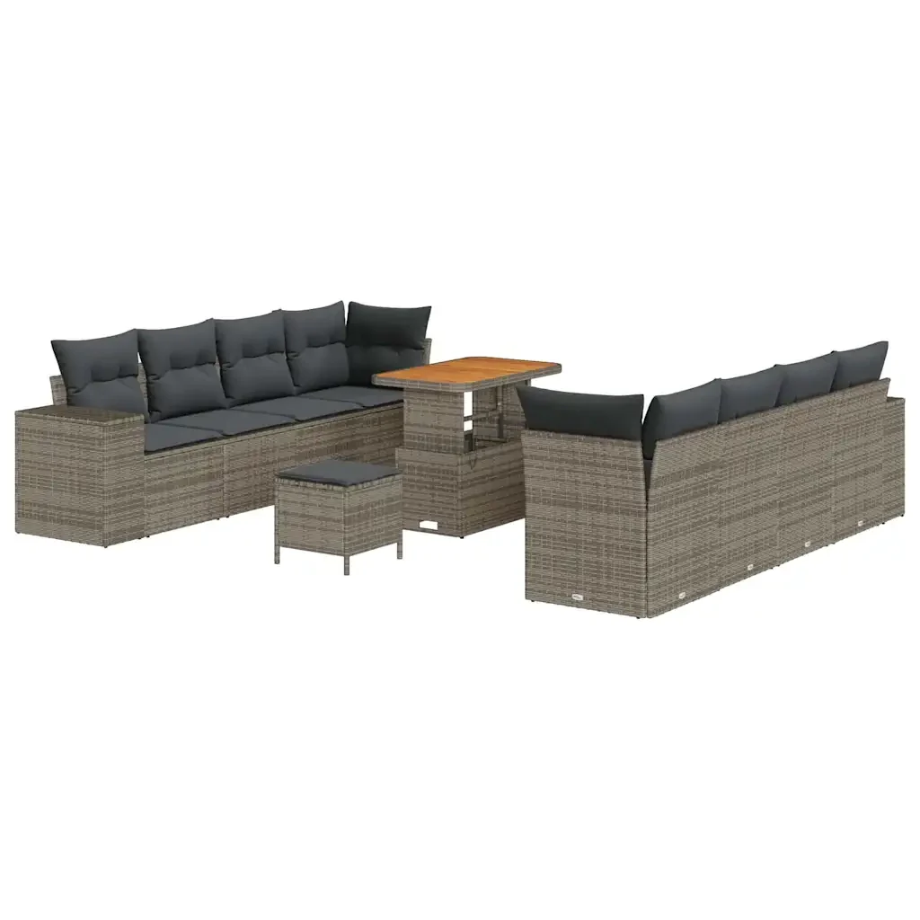 Set Divano da Giardino con cuscino 11 pcs Grigio polyrattan 3361983 - Image 2