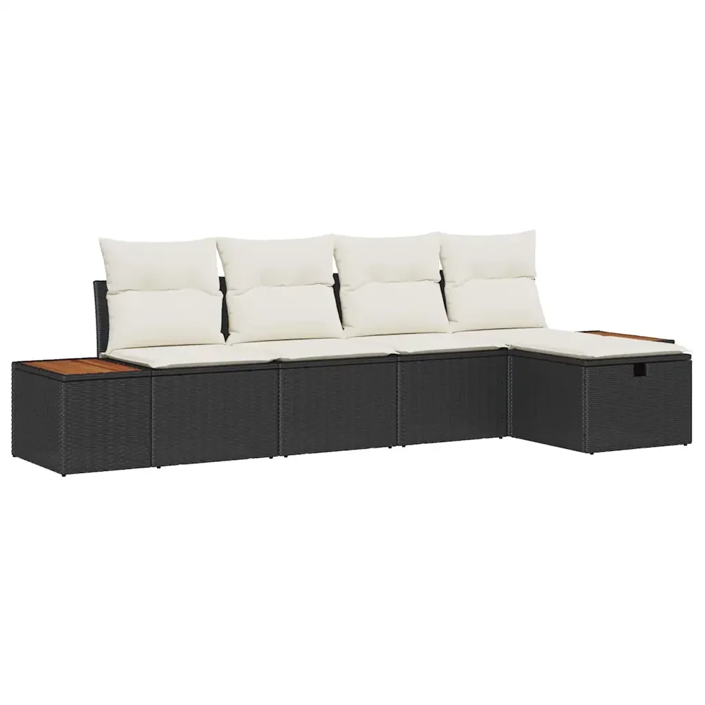 Set Divano da Giardino con cuscino 5 pcs Nero polyrattan 3359619 - Image 2