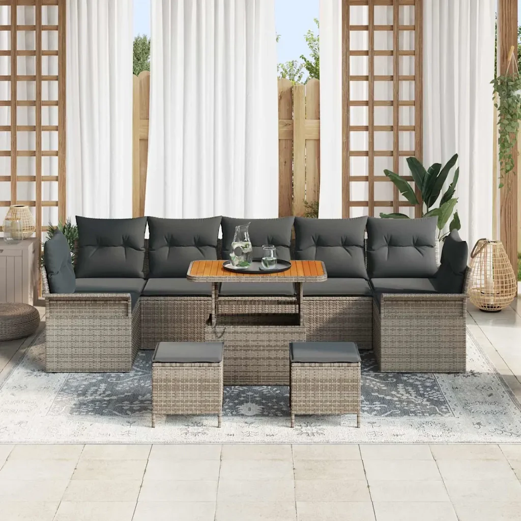 Set Divano da Giardino con cuscino 10 pcs Grigio 3364073 - Image 3