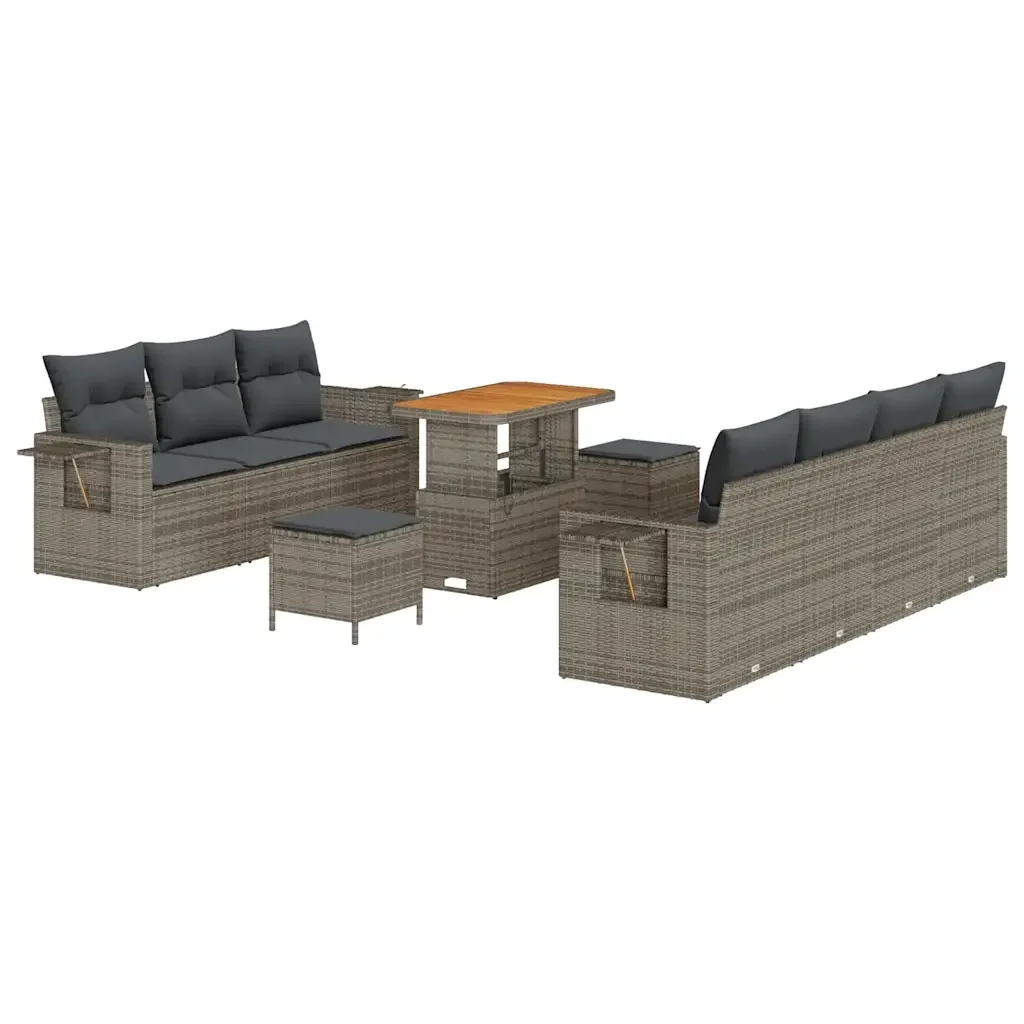 Set Divano da Giardino con cuscino 10 pcs Grigio 3363663 - Image 2