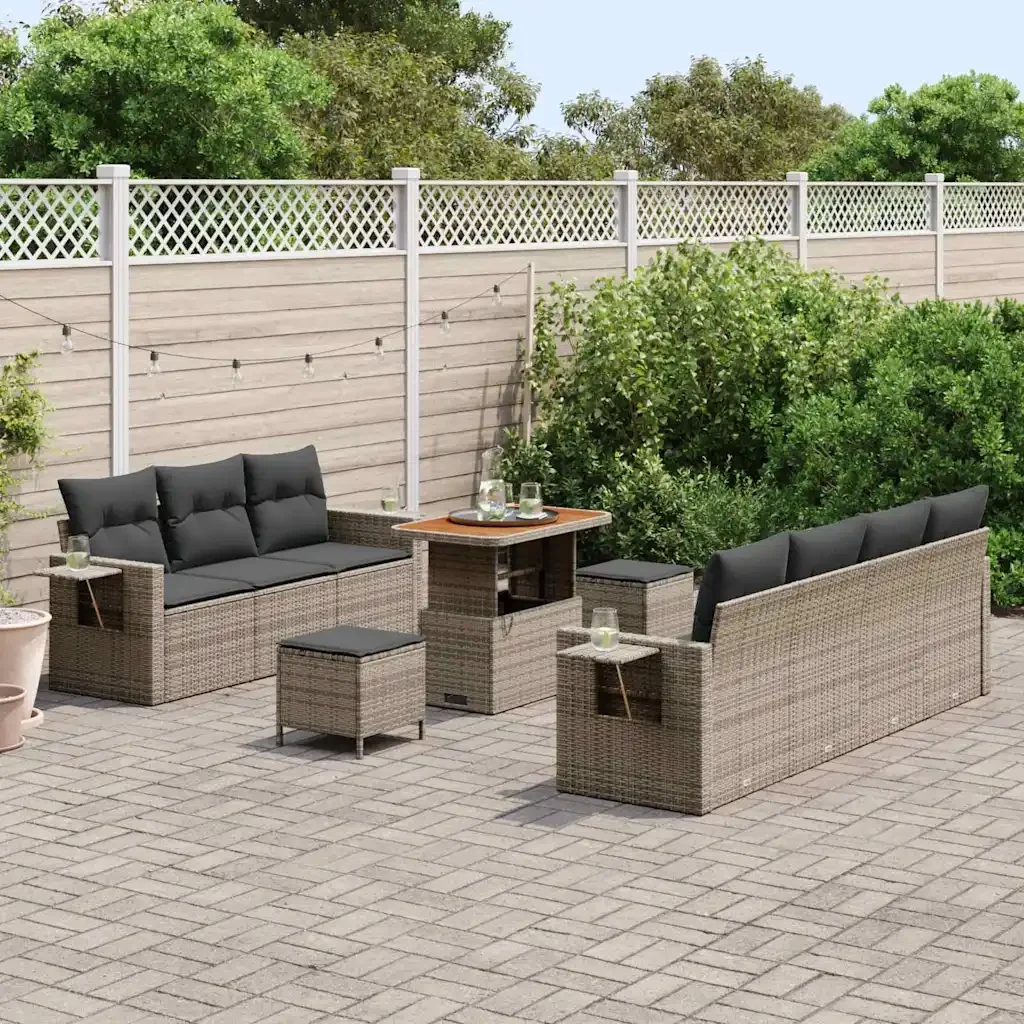 Set Divano da Giardino con cuscino 10 pcs Grigio 3363663 - Image 3