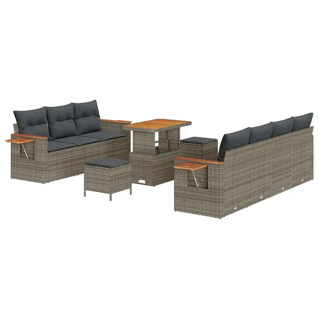 Set Divano da Giardino con cuscino 13 pcs Grigio polyrattan 3365093 - Image 2
