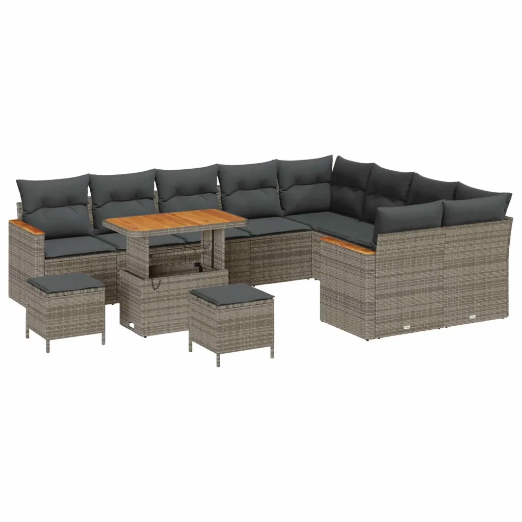 Set Divano da Giardino 12 pcs Grigio polyrattan 3362958 - Image 2