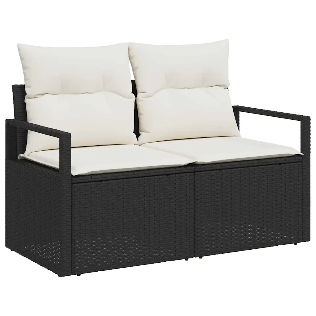 Set Divano da Giardino con cuscino 6 pcs Nero polyrattan 3359988 - Image 4