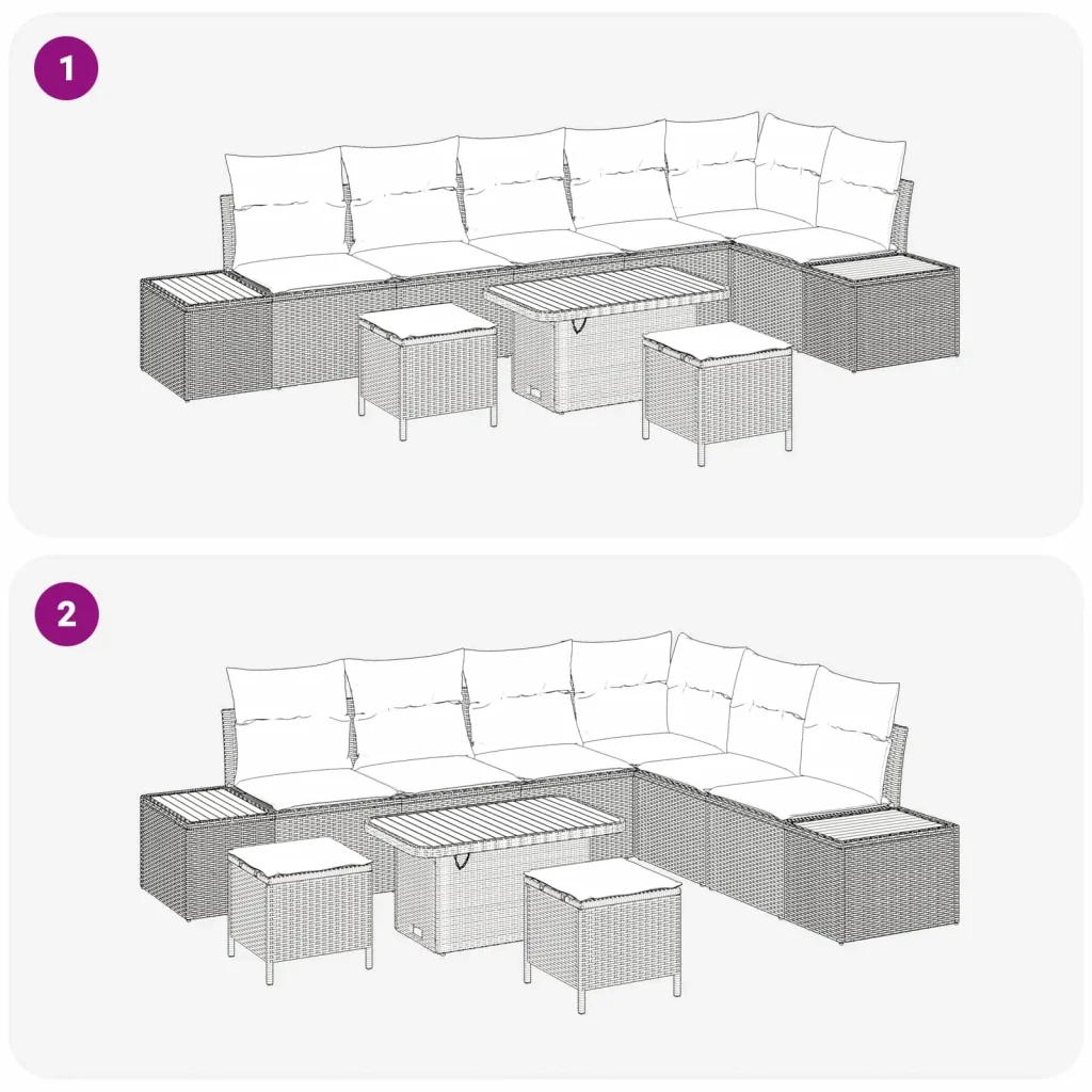 Set Divano da Giardino con cuscino 9 pcs Grigio 3363328 - Image 10
