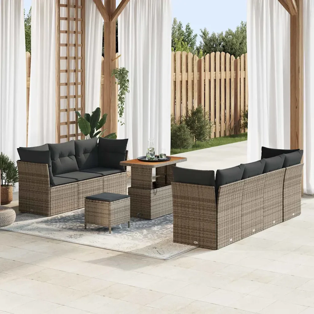 Set Divano da Giardino con cuscino 10 pcs Grigio 3363403