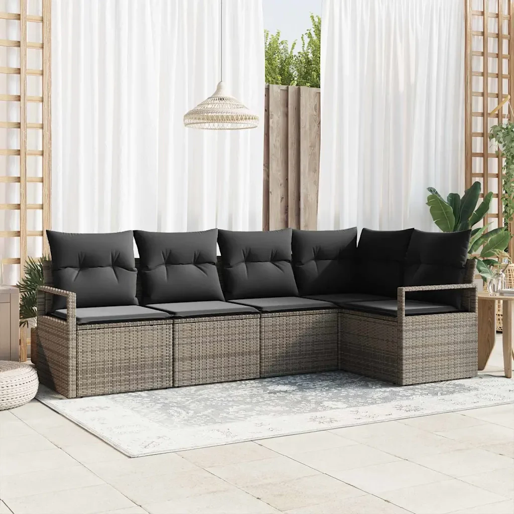 Set di divani 5 pcs Grigio polyrattan 3346379