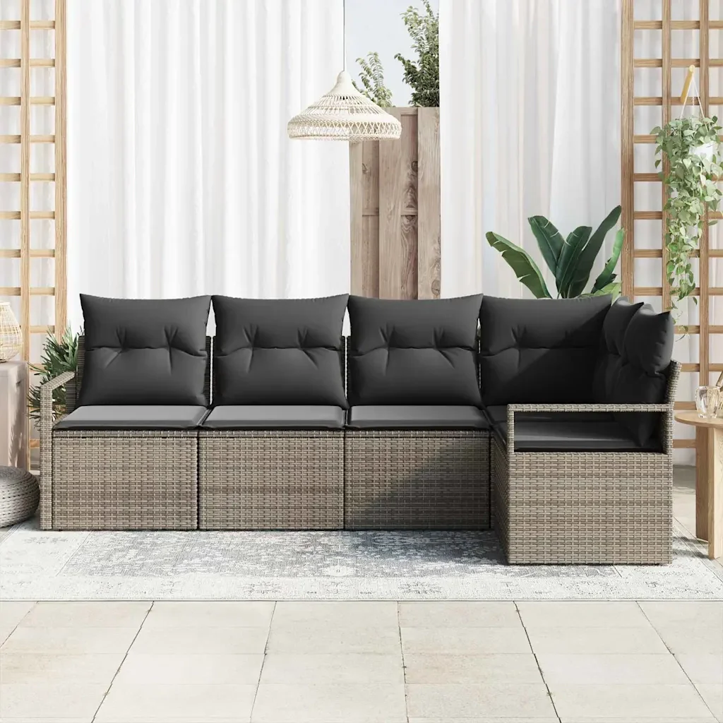 Set di divani 5 pcs Grigio polyrattan 3346379 - Image 3