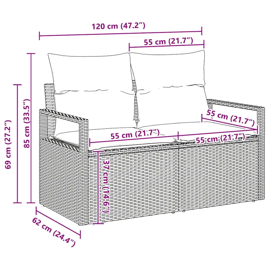 Set di divani 5 pcs Grigio polyrattan 3346379 - Image 9