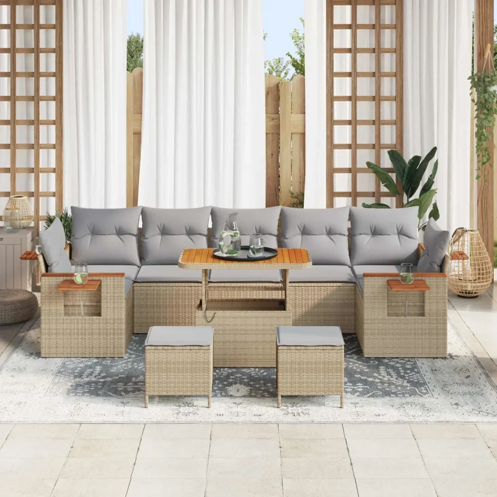 Set Divano da Giardino 10 pcs Beige polyrattan 3363032 - Image 3