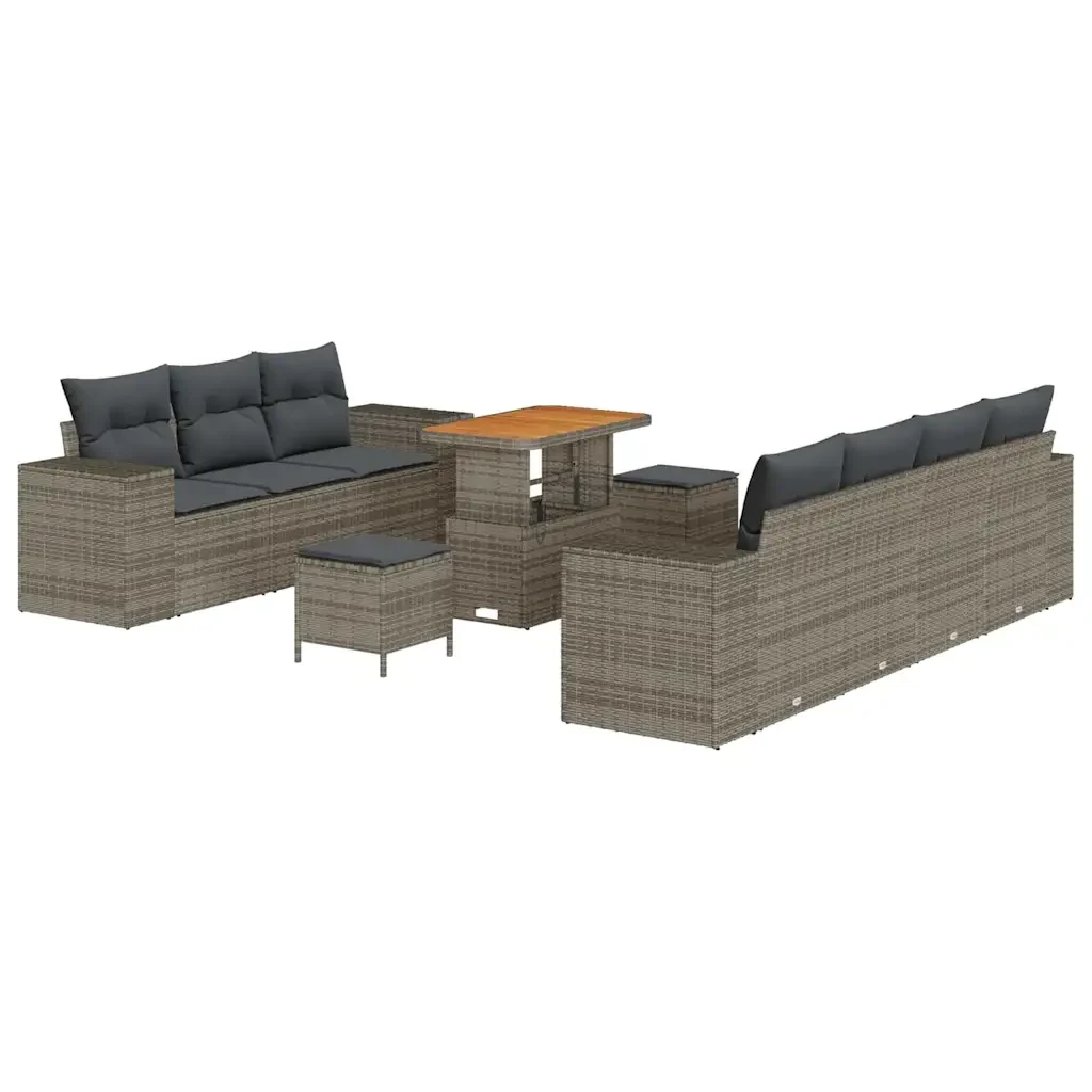 Set Divano da Giardino 10 pcs Grigio Rattan in Polipropilene 3363923 - Image 2