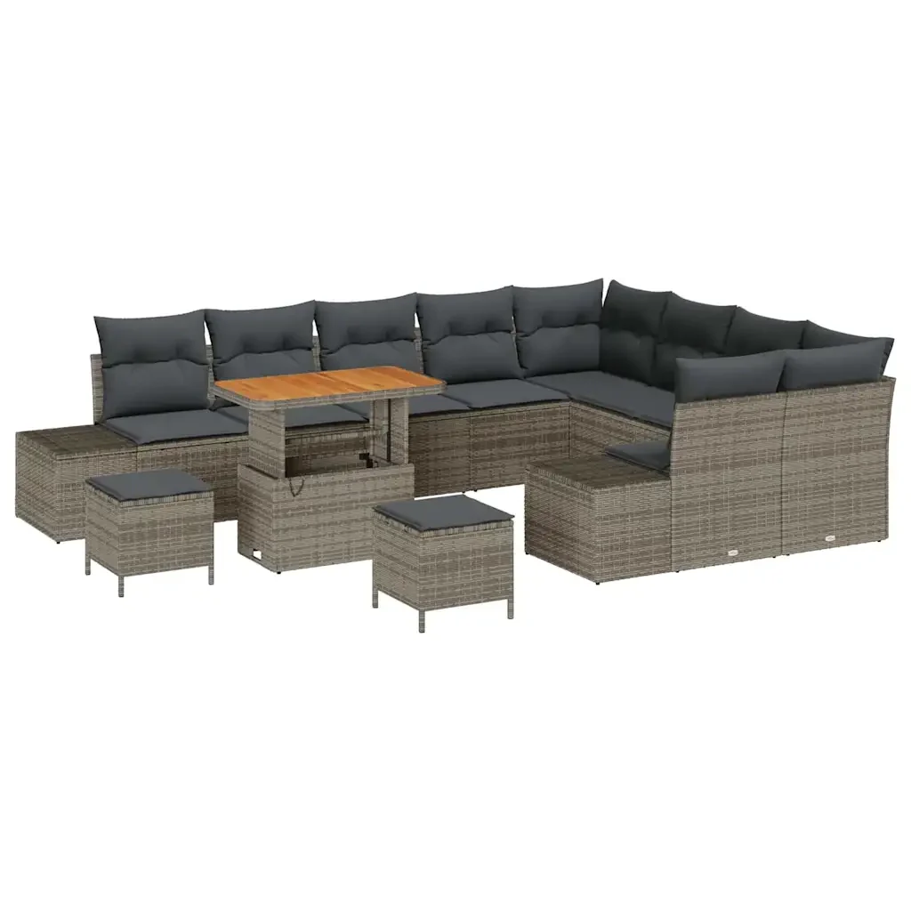 Set Divano da Giardino con cuscino 12 pcs Grigio Poly Rattan 3364778 - Image 2