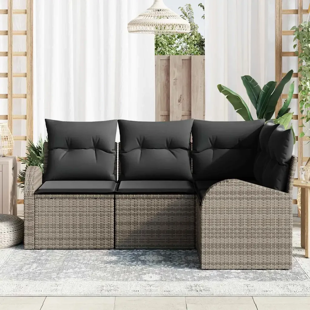 Set Divano da Giardino Grigio polyrattan 3346019 - Image 3
