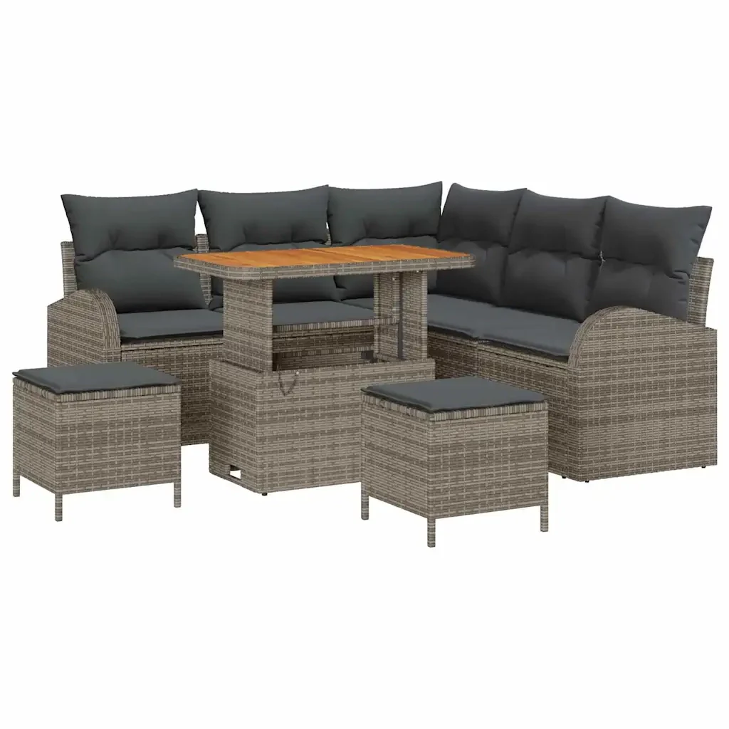Set Divano da Giardino con cuscino 8 pcs Grigio 3364348 - Image 2