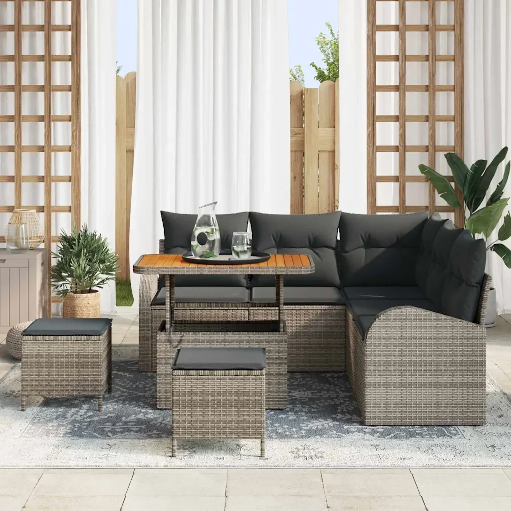 Set Divano da Giardino con cuscino 8 pcs Grigio 3364348 - Image 3