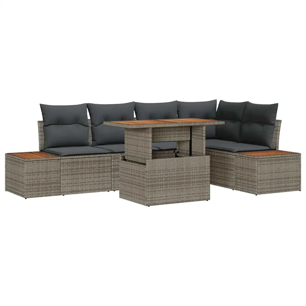 Set da Pranzo per Giardino con cuscino 6 pcs Grigio e Marrone 3350071 - Image 2