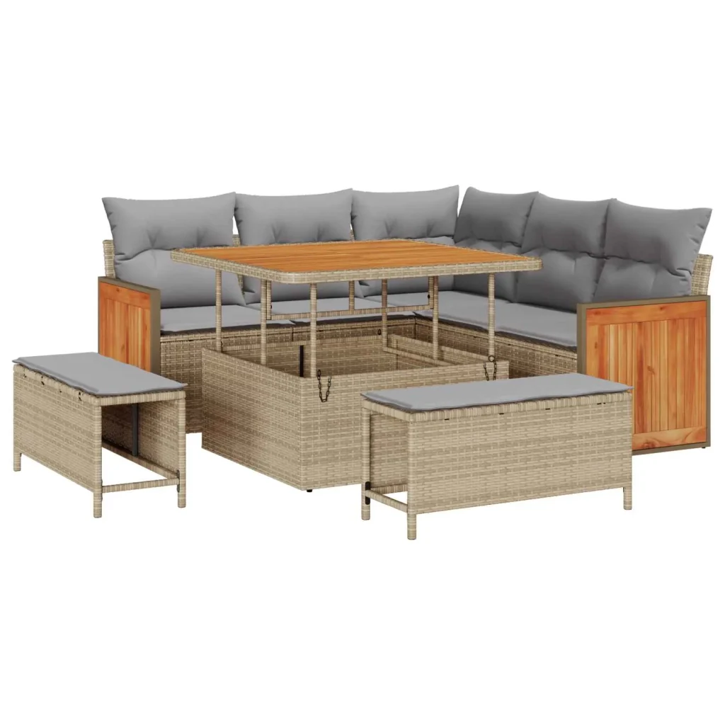Set Divano da Giardino con cuscino 8 pcs Beige e Grigio Chiaro 3363167 - Image 2