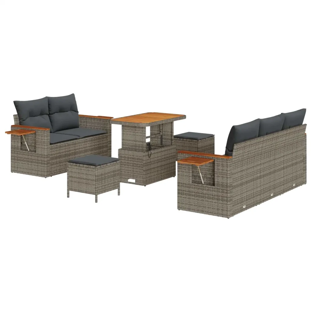Set Divano da Giardino 8 pcs Grigio polyrattan 3362993 - Image 2