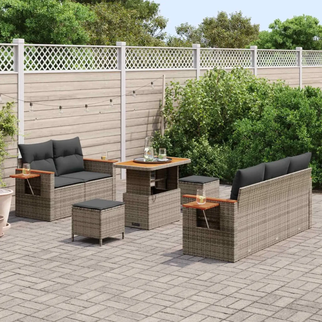 Set Divano da Giardino 8 pcs Grigio polyrattan 3362993 - Image 3