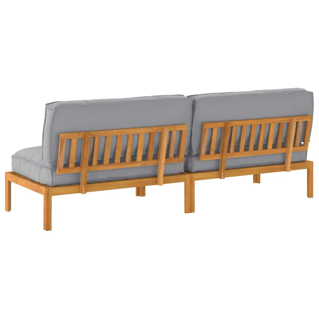 Set di divani con cuscino 2 pcs Grigio Legno di Acacia Massello 3418217 - Image 8