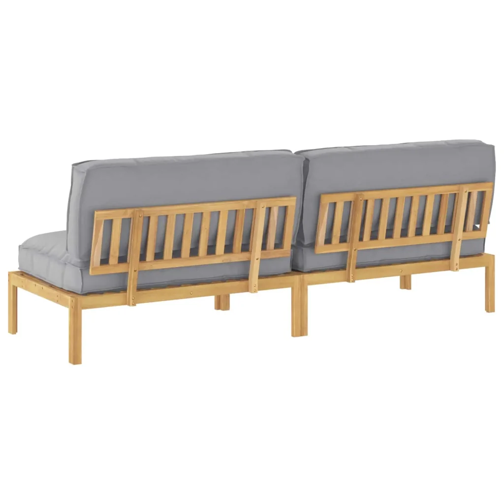 Set di divani con cuscino 2 pcs Grigio Legno di Acacia Massello 3418227 - Image 8