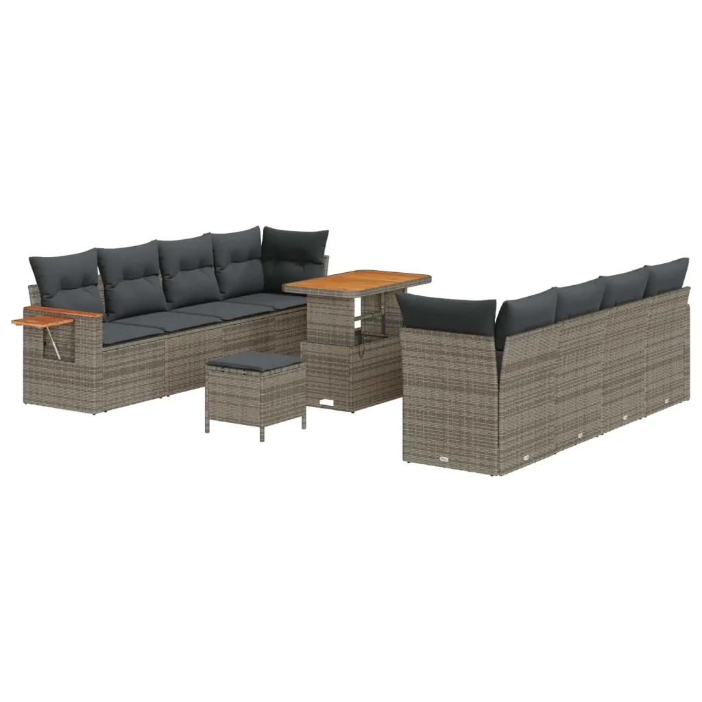 Set Divano da Giardino 11 pcs Grigio polyrattan 3363023 - Image 2