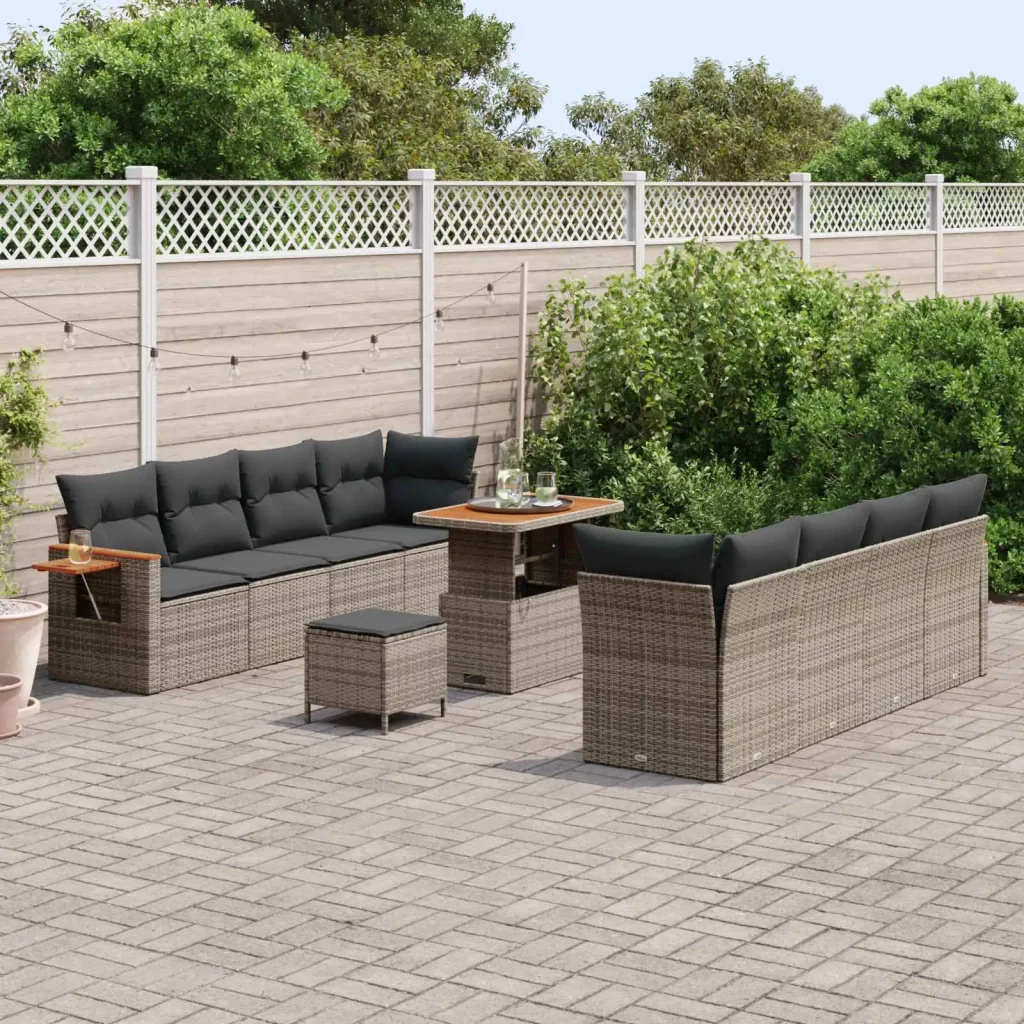 Set Divano da Giardino 11 pcs Grigio polyrattan 3363023 - Image 3