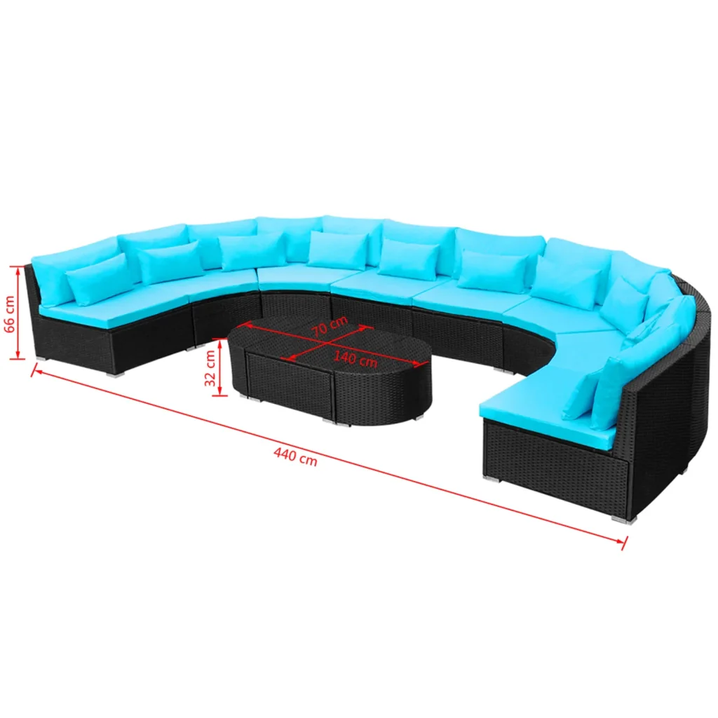 Set di Divani Rotondi 11 pcs Blu polyrattan 42399 - Image 10