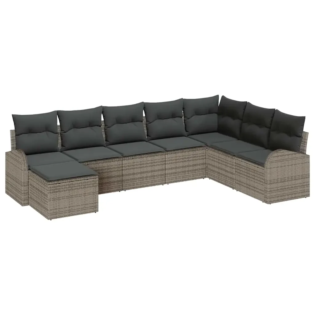 Set Divano da Giardino con cuscino 8 pcs Grigio Poly Rattan 3346159 - Image 2