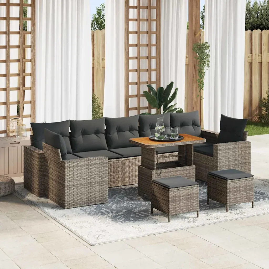 Set Divano da Giardino 10 pcs Grigio polyrattan 3361603