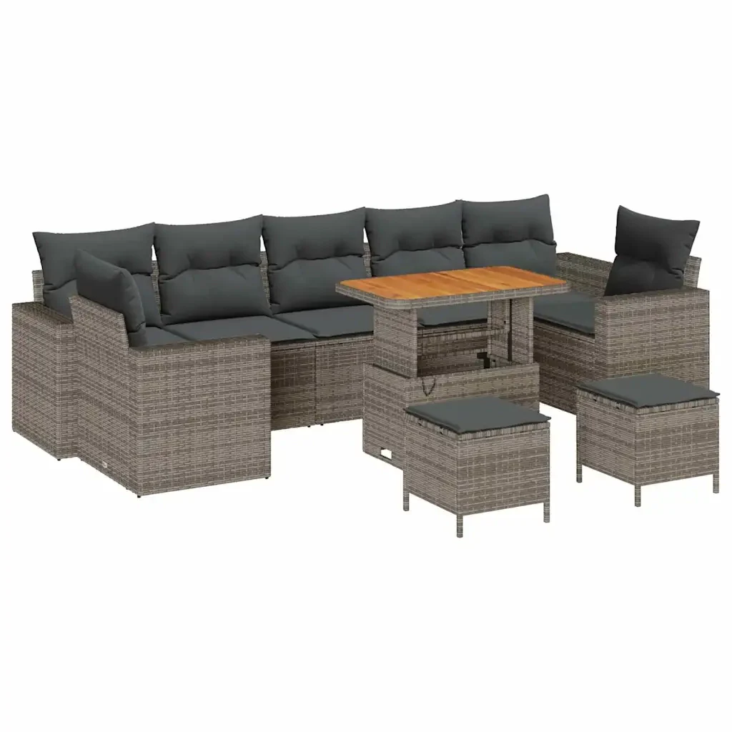 Set Divano da Giardino 10 pcs Grigio polyrattan 3361603 - Image 2