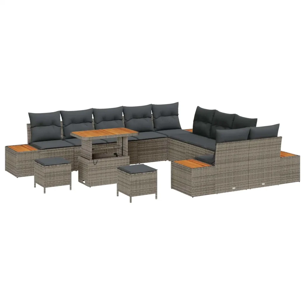 Set Divano da Giardino con cuscino 13 pcs Grigio 3363368 - Image 2