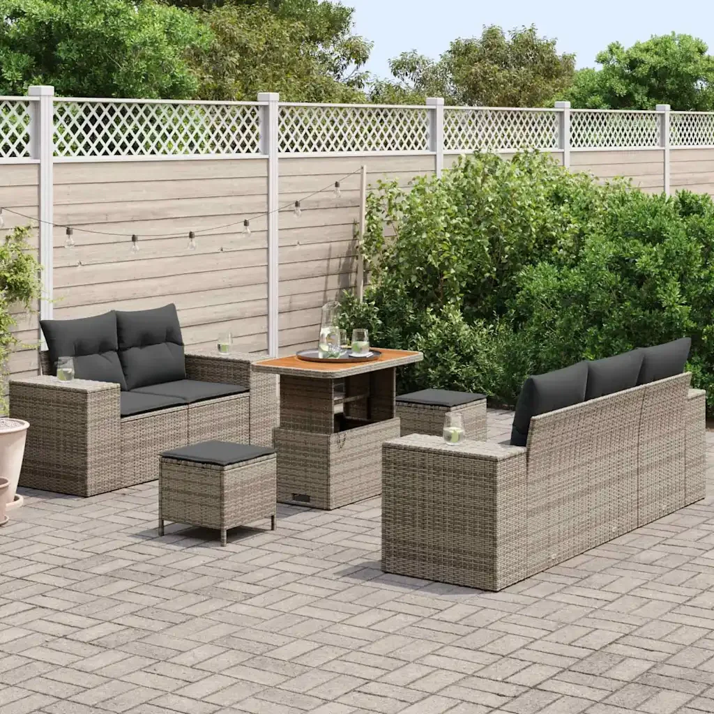 Set Divano da Giardino 8 pcs Grigio Rattan in Polipropilene 3363903 - Image 3