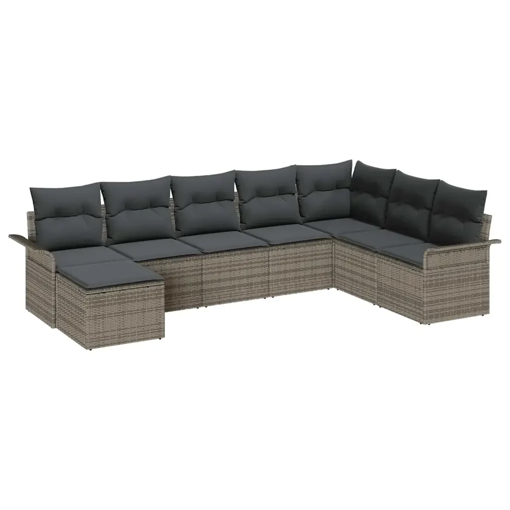Set Divano da Giardino con cuscino 8 pcs Grigio polyrattan 3345479 - Image 2