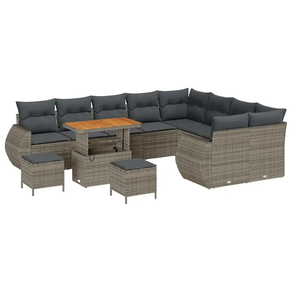Set Divano da Giardino 12 pcs Grigio polyrattan 3361918 - Image 2